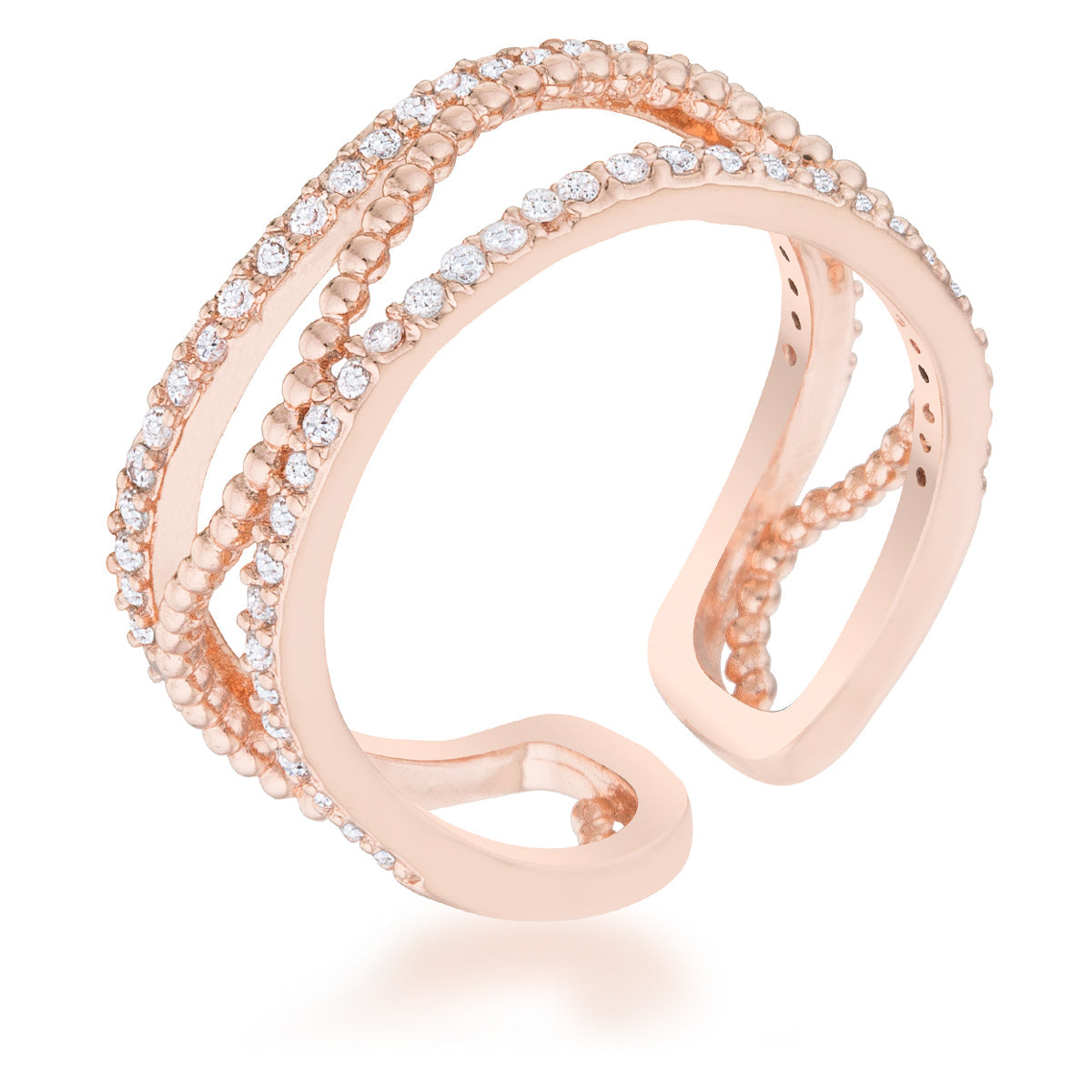 Proper Mischief Bold Line Marina 0.5ct CZ Rose Gold Abstract Cuff Ring - Friggin Jewelry Fashion