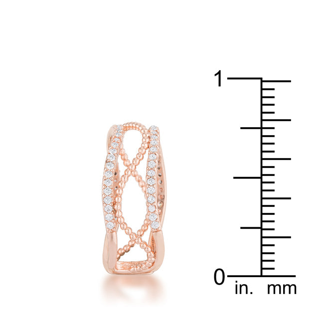 Proper Mischief Bold Line Marina 0.5ct CZ Rose Gold Abstract Cuff Ring - Friggin Jewelry Fashion