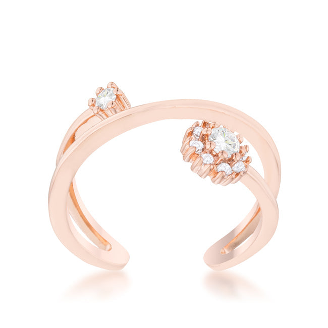 Twilight Drama Icon Series Krista 0.25ct CZ Rose Gold Abstract Wrap Ring - Friggin Jewelry Fashion