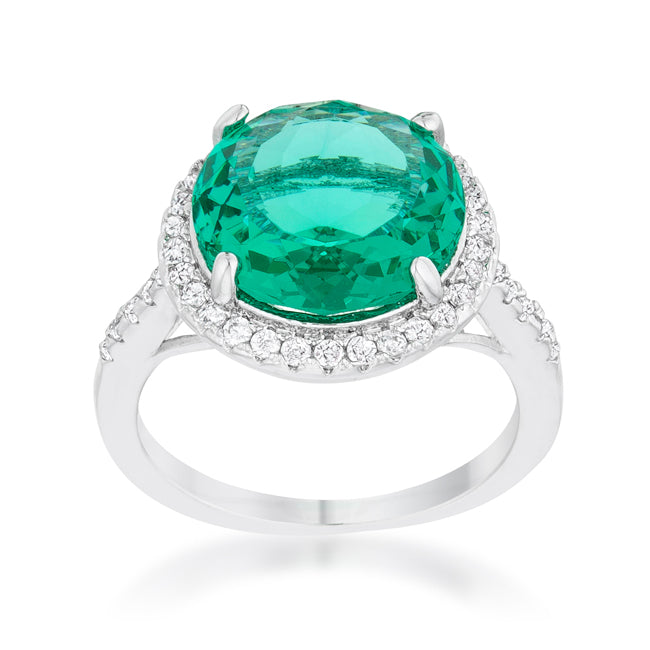 Proper Classic Everyday Edit Emie 7.3ct Blue Green CZ Rhodium Classic Ring - Friggin Jewelry Fashion