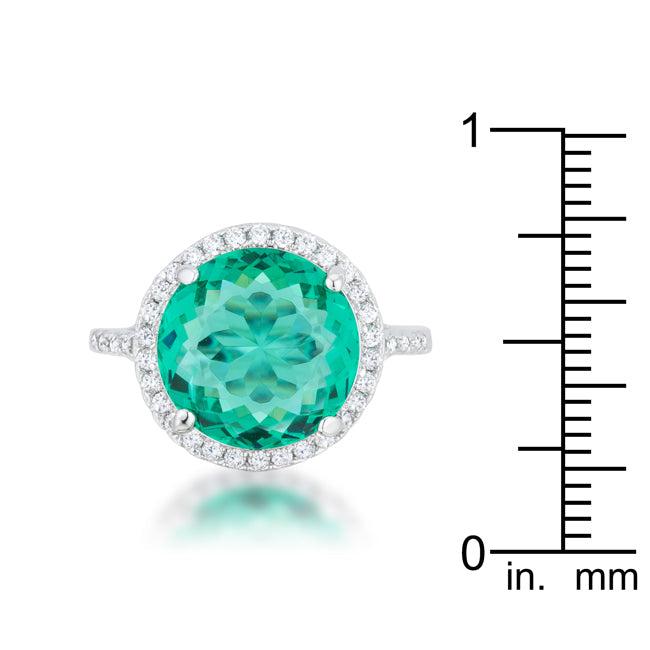 Proper Classic Everyday Edit Emie 7.3ct Blue Green CZ Rhodium Classic Ring - Friggin Jewelry Fashion