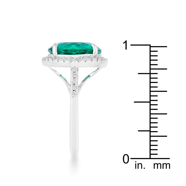 Proper Classic Everyday Edit Emie 7.3ct Blue Green CZ Rhodium Classic Ring - Friggin Jewelry Fashion