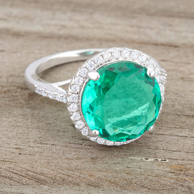 Proper Classic Everyday Edit Emie 7.3ct Blue Green CZ Rhodium Classic Ring - Friggin Jewelry Fashion