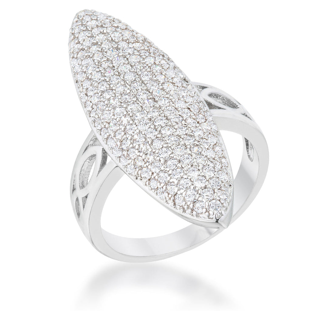 Clever Spark Modern Line Bella 2.3ct CZ Rhodium Contemporary Cocktail Ring - Friggin Jewelry Fashion