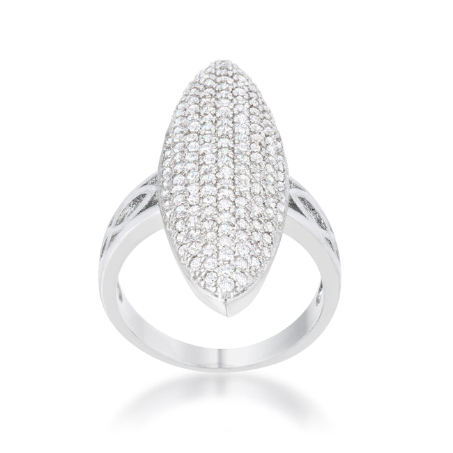 Clever Spark Modern Line Bella 2.3ct CZ Rhodium Contemporary Cocktail Ring - Friggin Jewelry Fashion