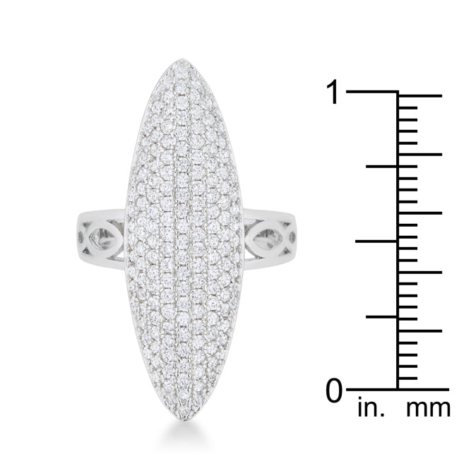 Clever Spark Modern Line Bella 2.3ct CZ Rhodium Contemporary Cocktail Ring - Friggin Jewelry Fashion