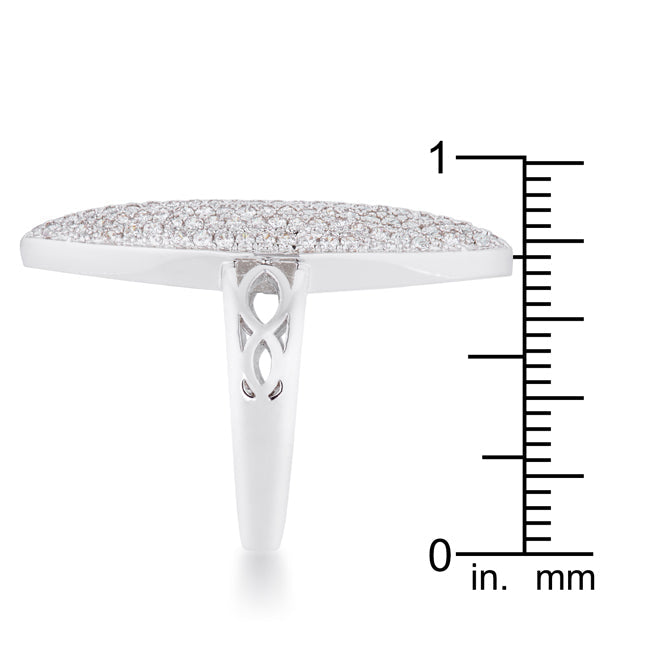 Clever Spark Modern Line Bella 2.3ct CZ Rhodium Contemporary Cocktail Ring - Friggin Jewelry Fashion