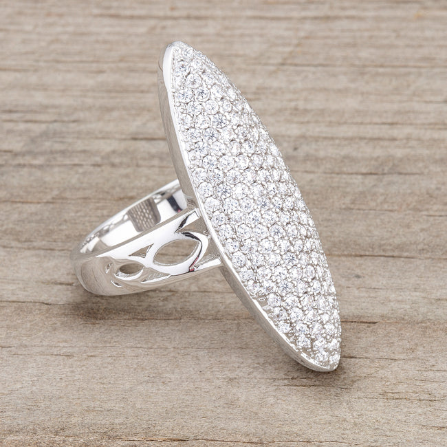 Clever Spark Modern Line Bella 2.3ct CZ Rhodium Contemporary Cocktail Ring - Friggin Jewelry Fashion