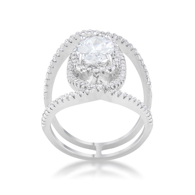 Playful Form Heritage Edit Maura 2.4ct CZ Rhodium Contemporary Cocktail Ring - Friggin Jewelry Fashion