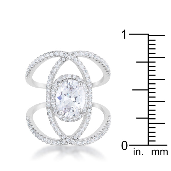 Playful Form Heritage Edit Maura 2.4ct CZ Rhodium Contemporary Cocktail Ring - Friggin Jewelry Fashion