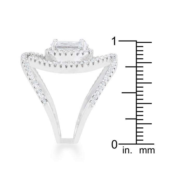 Playful Form Heritage Edit Maura 2.4ct CZ Rhodium Contemporary Cocktail Ring - Friggin Jewelry Fashion