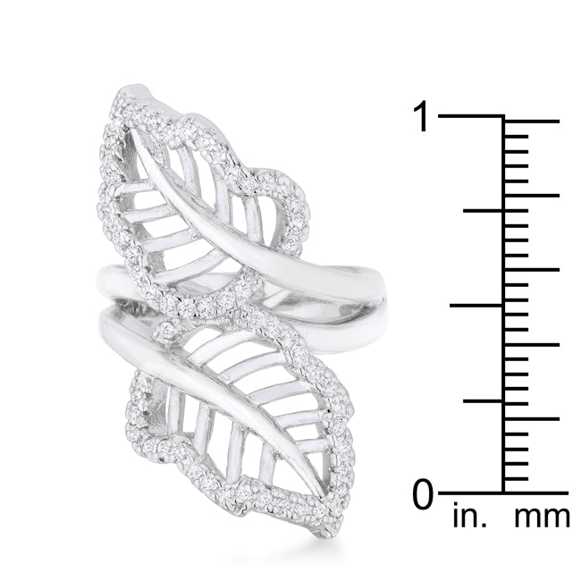 Couture Spark Refined Edit Lina 0.4ct CZ Rhodium Leaf Wrap Ring - Friggin Jewelry Fashion