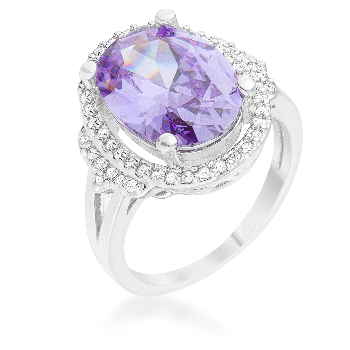 Polished Edge Timeless Edit Melanie 5.95ct Amethyst CZ Rhodium Cocktail Ring - Friggin Jewelry Fashion