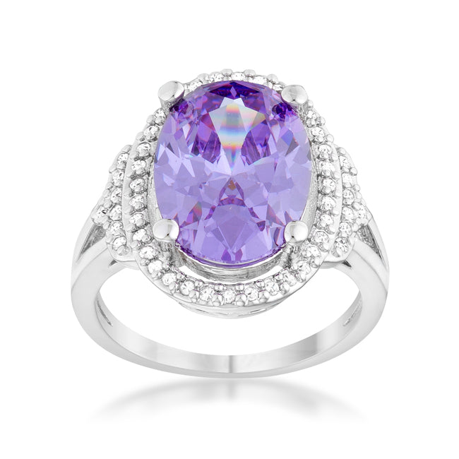 Polished Edge Timeless Edit Melanie 5.95ct Amethyst CZ Rhodium Cocktail Ring - Friggin Jewelry Fashion