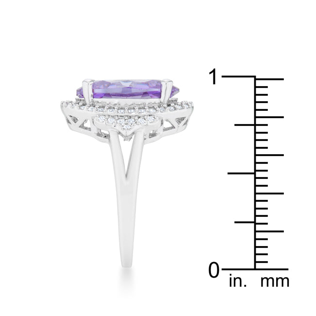 Polished Edge Timeless Edit Melanie 5.95ct Amethyst CZ Rhodium Cocktail Ring - Friggin Jewelry Fashion