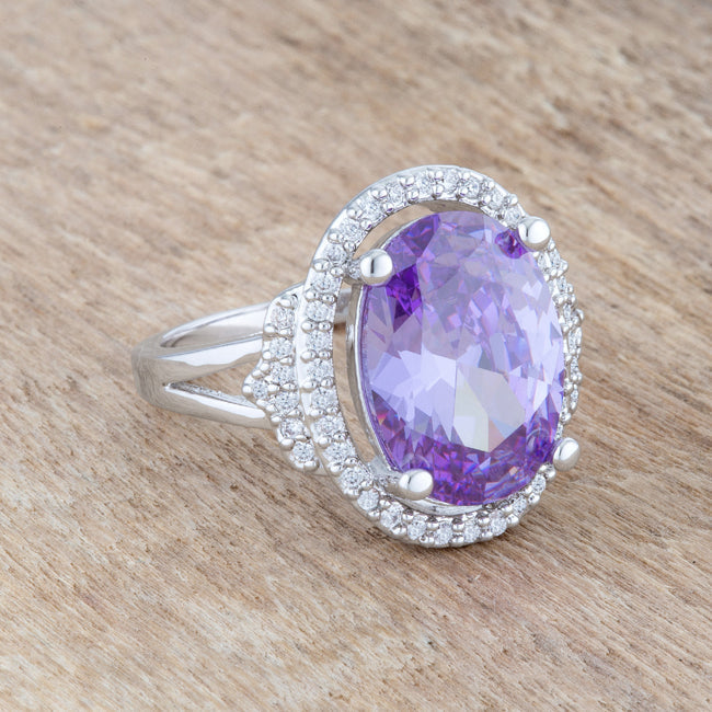 Polished Edge Timeless Edit Melanie 5.95ct Amethyst CZ Rhodium Cocktail Ring - Friggin Jewelry Fashion