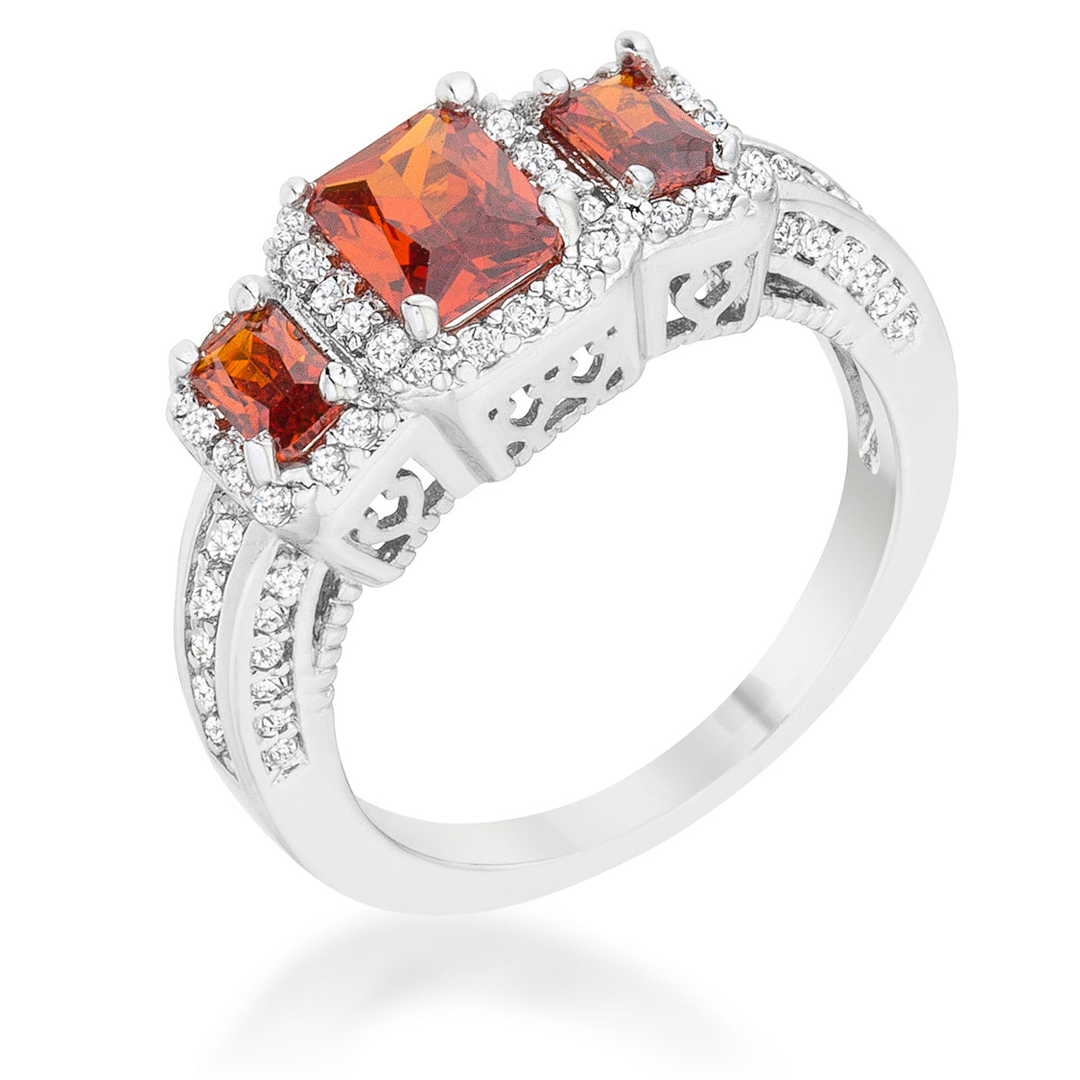 Studio Edge Signature Edit Rita 2.3ct Garnet CZ Rhodium Classic Trio Ring - Friggin Jewelry Fashion