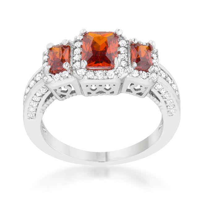 Studio Edge Signature Edit Rita 2.3ct Garnet CZ Rhodium Classic Trio Ring - Friggin Jewelry Fashion