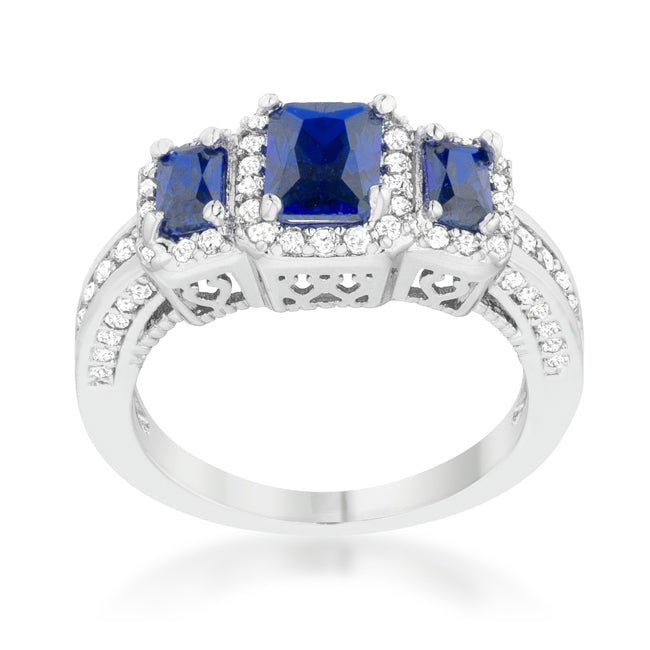 Classic Line Sculpted Edit Rita 2.3ct Sapphire CZ Rhodium Classic Trio Ring - Friggin Jewelry Fashion