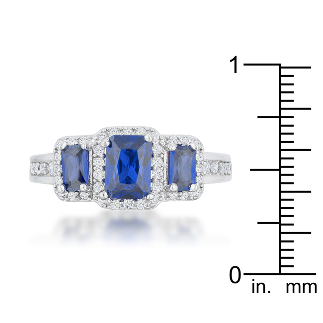 Classic Line Sculpted Edit Rita 2.3ct Sapphire CZ Rhodium Classic Trio Ring - Friggin Jewelry Fashion