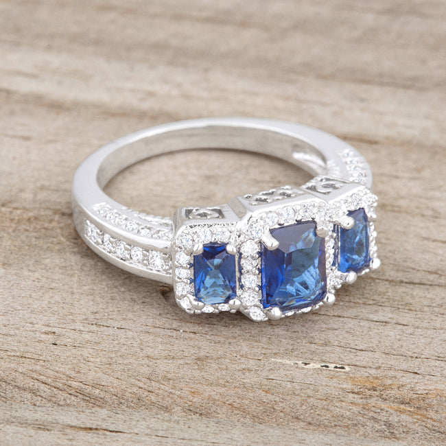 Classic Line Sculpted Edit Rita 2.3ct Sapphire CZ Rhodium Classic Trio Ring - Friggin Jewelry Fashion