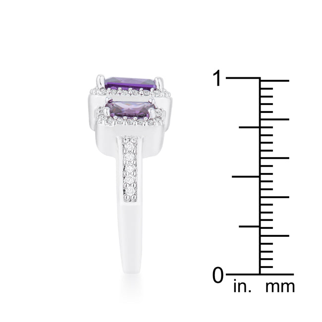 Seductive Detail Icon Series Rita 2.3ct Amethyst CZ Rhodium Classic Trio Ring - Friggin Jewelry Fashion
