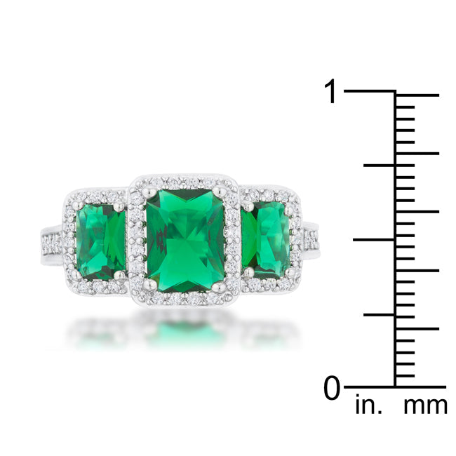 Exclusive Spark Timeless Edit Rita 2.3ct Emerald CZ Rhodium Classic Trio Ring - Friggin Jewelry Fashion