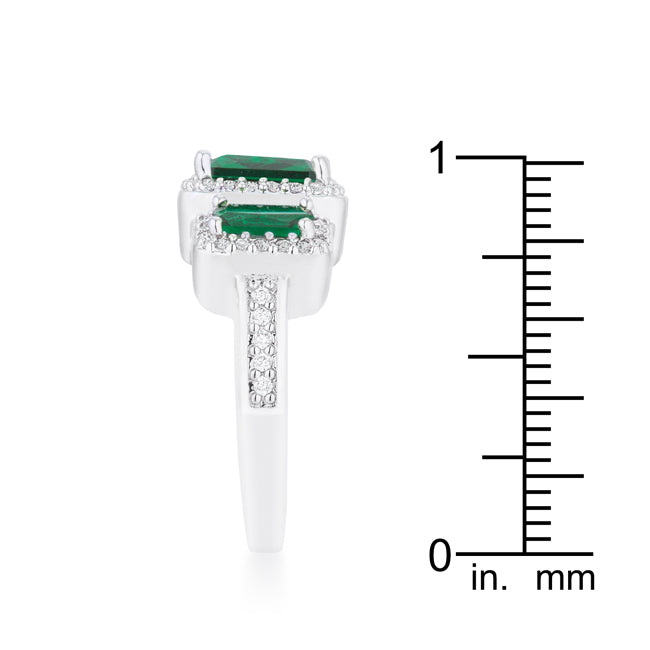 Exclusive Spark Timeless Edit Rita 2.3ct Emerald CZ Rhodium Classic Trio Ring - Friggin Jewelry Fashion