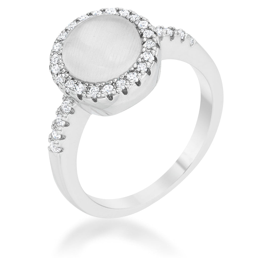 Desired Whisper Couture Line Patricia 0.3ct CZ White Cats Eye Rhodium Classic Ring - Friggin Jewelry Fashion
