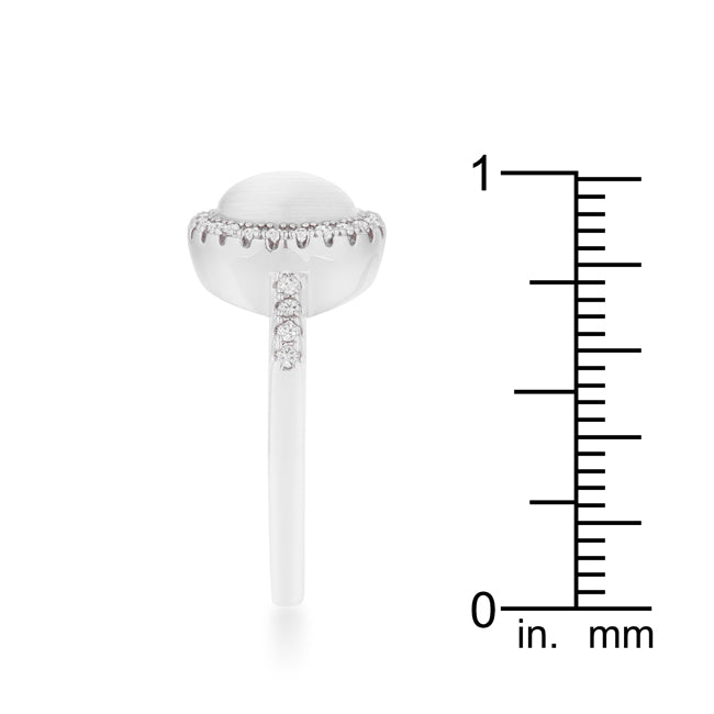 Desired Whisper Couture Line Patricia 0.3ct CZ White Cats Eye Rhodium Classic Ring - Friggin Jewelry Fashion