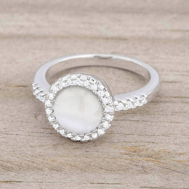 Desired Whisper Couture Line Patricia 0.3ct CZ White Cats Eye Rhodium Classic Ring - Friggin Jewelry Fashion