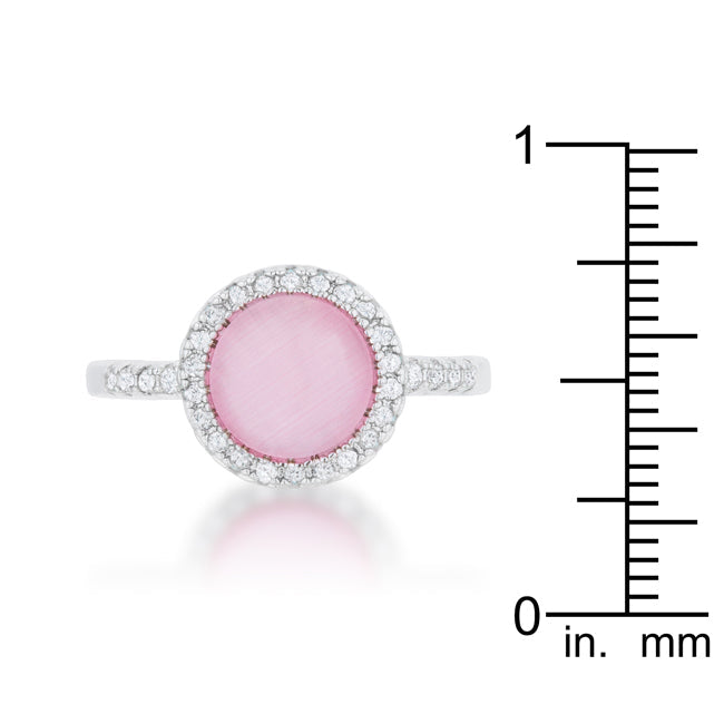Everyday Spark Modern Icon Patricia 0.3ct CZ Pink Cats Eye Rhodium Classic Ring - Friggin Jewelry Fashion