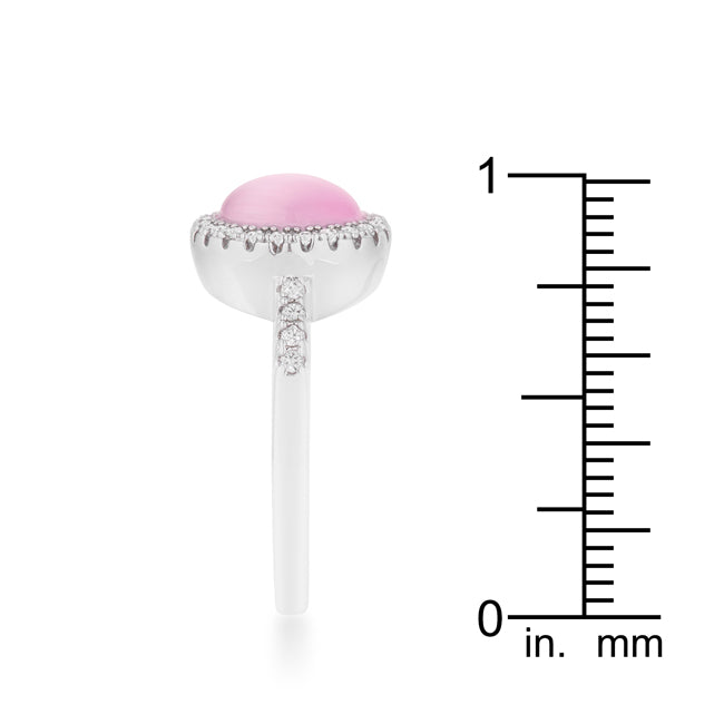 Everyday Spark Modern Icon Patricia 0.3ct CZ Pink Cats Eye Rhodium Classic Ring - Friggin Jewelry Fashion