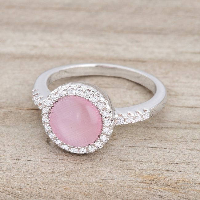 Everyday Spark Modern Icon Patricia 0.3ct CZ Pink Cats Eye Rhodium Classic Ring - Friggin Jewelry Fashion
