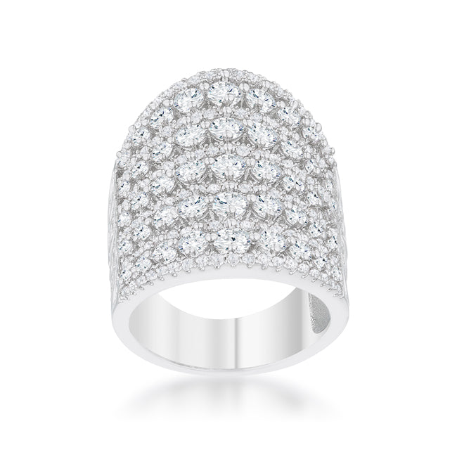 Sculpted Curve Modern Icon Charlyn 2.5ct Rhodium CZ Statement Cocktail Ring - Friggin Jewelry Fashion