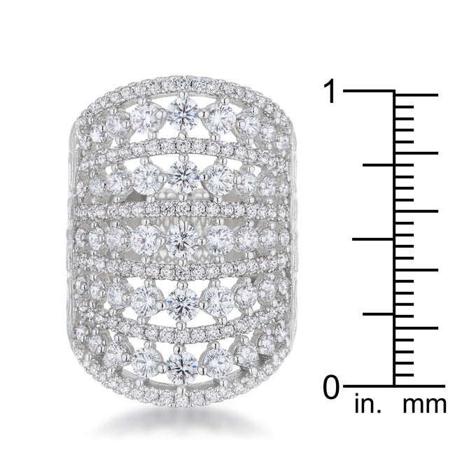 Sculpted Curve Modern Icon Charlyn 2.5ct Rhodium CZ Statement Cocktail Ring - Friggin Jewelry Fashion