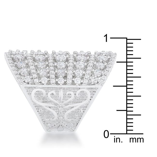Sculpted Curve Modern Icon Charlyn 2.5ct Rhodium CZ Statement Cocktail Ring - Friggin Jewelry Fashion