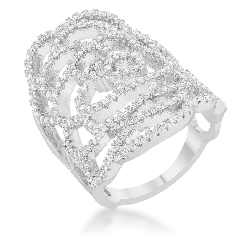 Modern Heroine Classic Edit Rosa 1.25ct CZ Rhodium Filigree Cocktail Ring - Friggin Jewelry Fashion