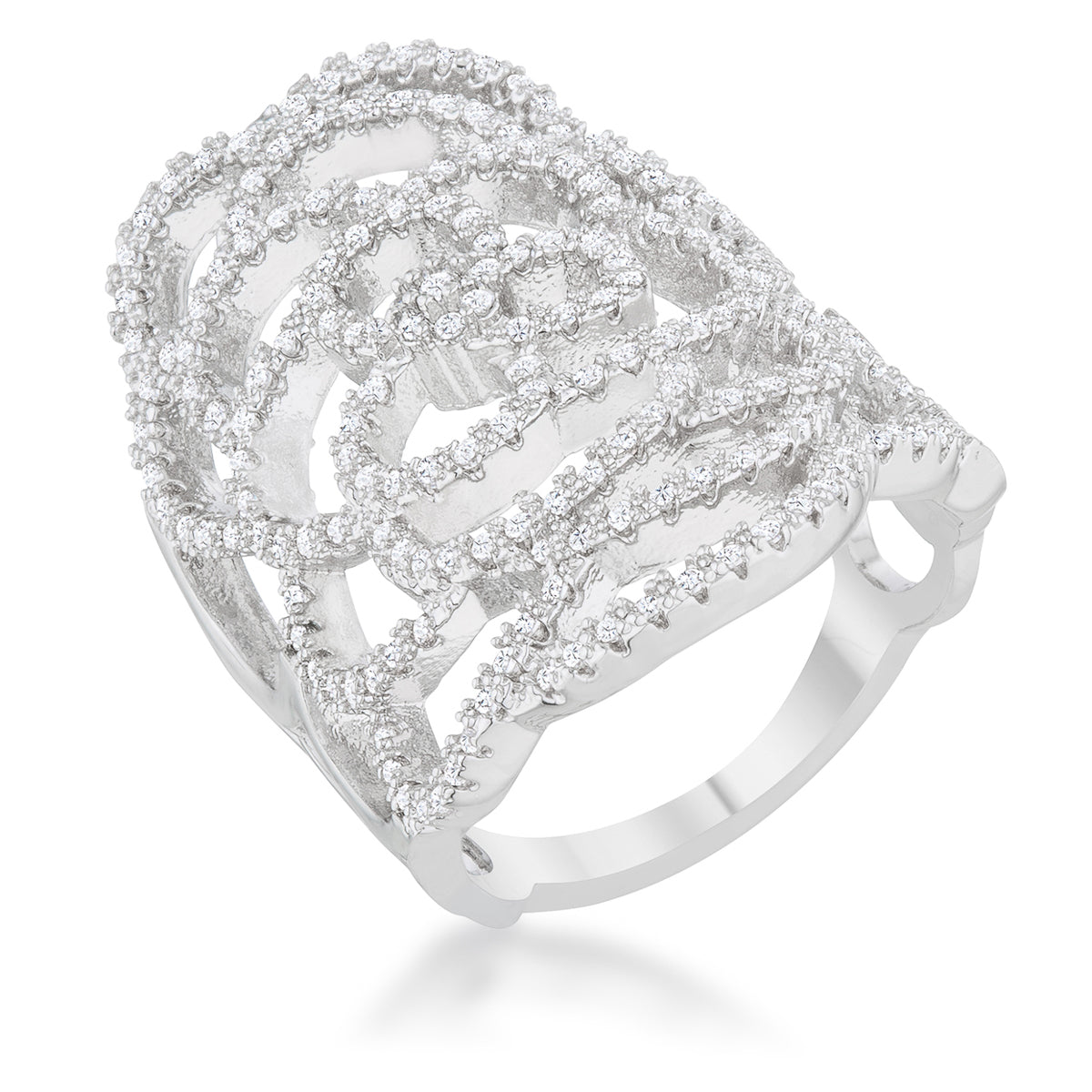 Modern Heroine Classic Edit Rosa 1.25ct CZ Rhodium Filigree Cocktail Ring - Friggin Jewelry Fashion