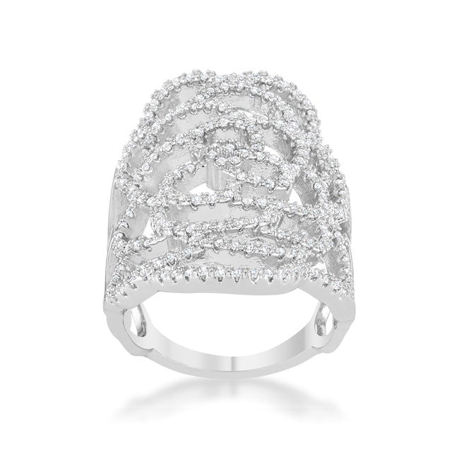 Modern Heroine Classic Edit Rosa 1.25ct CZ Rhodium Filigree Cocktail Ring - Friggin Jewelry Fashion