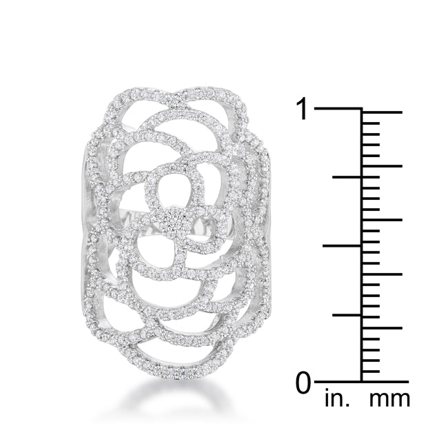 Modern Heroine Classic Edit Rosa 1.25ct CZ Rhodium Filigree Cocktail Ring - Friggin Jewelry Fashion