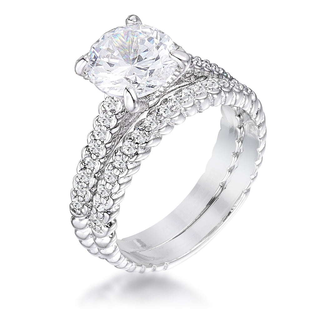 Magnetic Spark Modern Icon 2.1Ct Rhodium Plated Baroque Style Wedding Set - Friggin Jewelry Fashion
