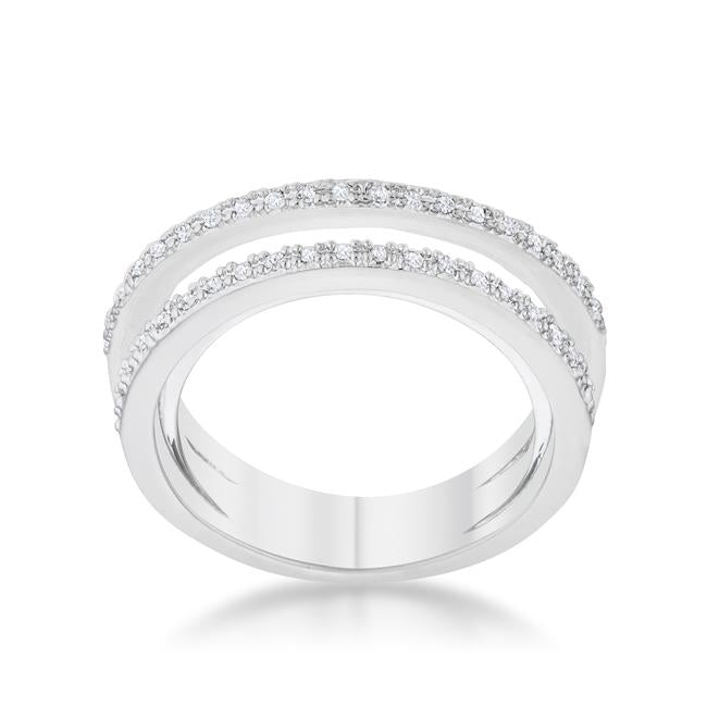Velvet Heroine Modern Edit Lynn 0.25ct CZ Rhodium Twisted Trio Band Ring - Friggin Jewelry Fashion