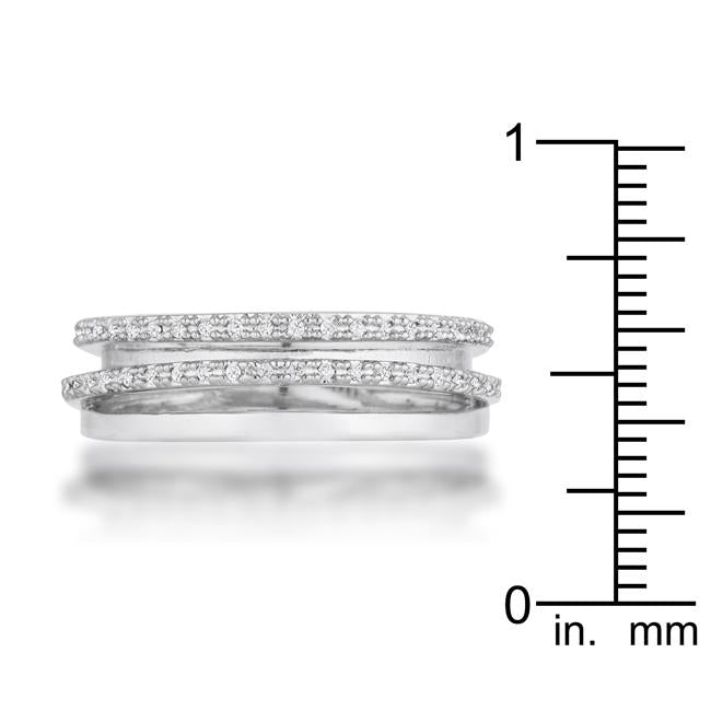 Velvet Heroine Modern Edit Lynn 0.25ct CZ Rhodium Twisted Trio Band Ring - Friggin Jewelry Fashion