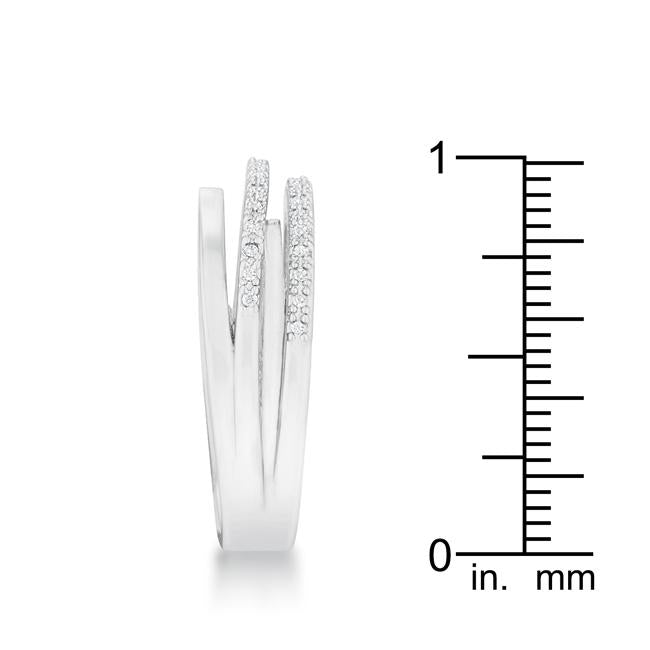 Velvet Heroine Modern Edit Lynn 0.25ct CZ Rhodium Twisted Trio Band Ring - Friggin Jewelry Fashion
