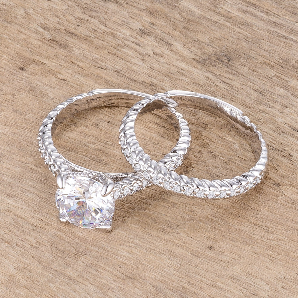 Magnetic Spark Modern Icon 2.1Ct Rhodium Plated Baroque Style Wedding Set - Friggin Jewelry Fashion