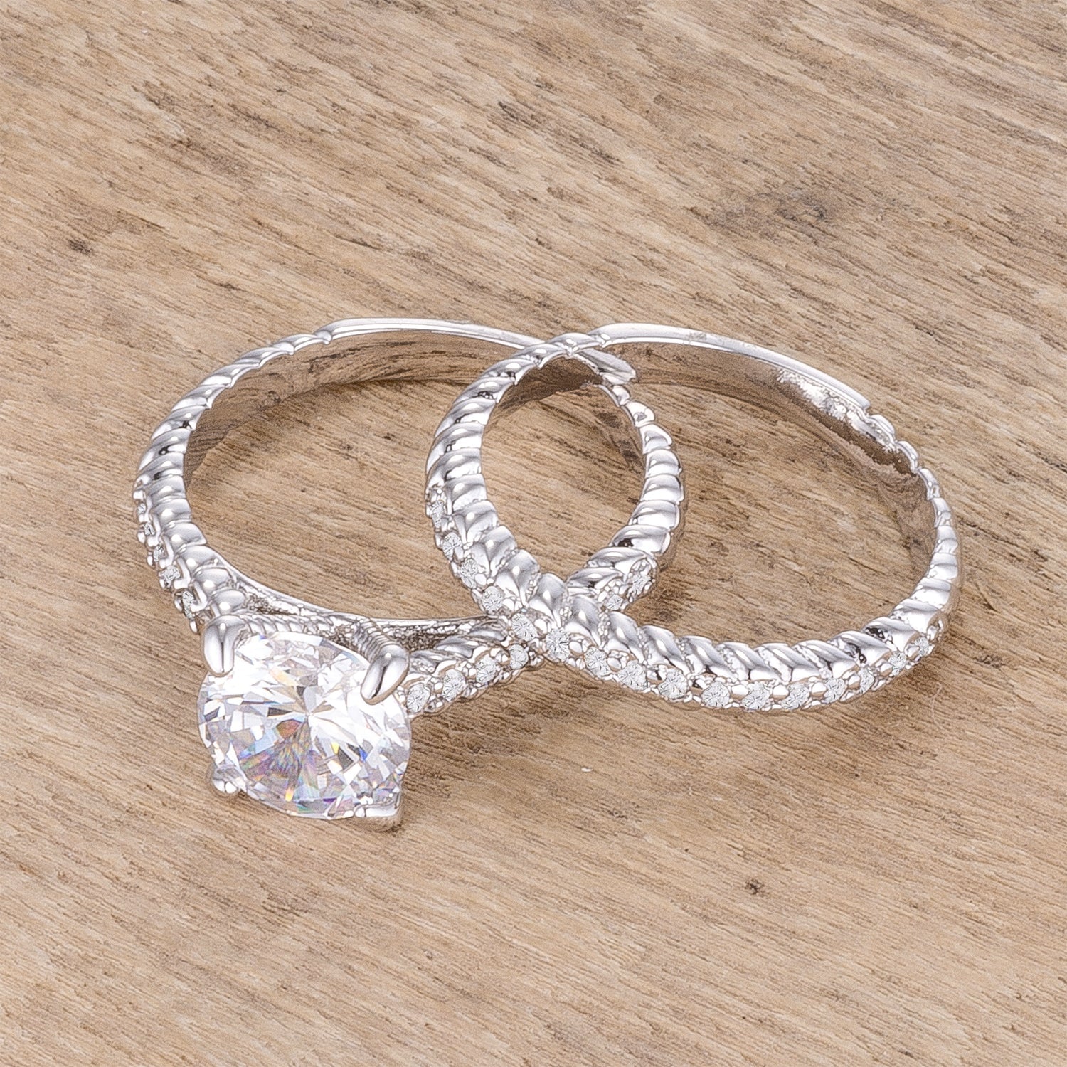 Magnetic Spark Modern Icon 2.1Ct Rhodium Plated Baroque Style Wedding Set - Friggin Jewelry Fashion