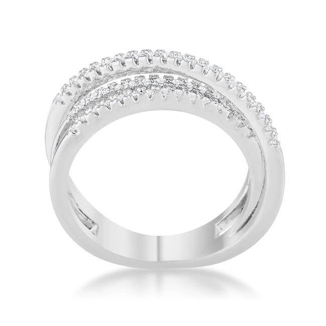 Playful Edge Contemporary Edit Laurie 0.2ct CZ Rhodium Contemporary Trio Band Ring - Friggin Jewelry Fashion