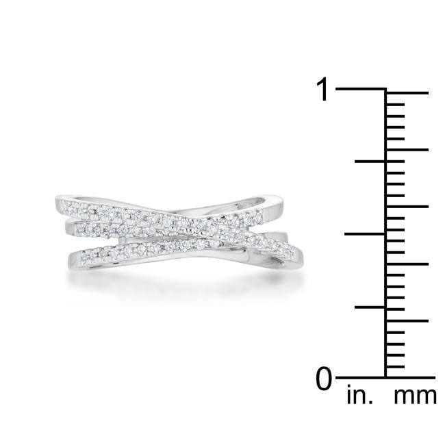 Playful Edge Contemporary Edit Laurie 0.2ct CZ Rhodium Contemporary Trio Band Ring - Friggin Jewelry Fashion
