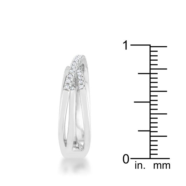 Playful Edge Contemporary Edit Laurie 0.2ct CZ Rhodium Contemporary Trio Band Ring - Friggin Jewelry Fashion